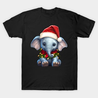 Cute Elephant Christmas Light Funny Elephant Lover Xmas Kids T-Shirt